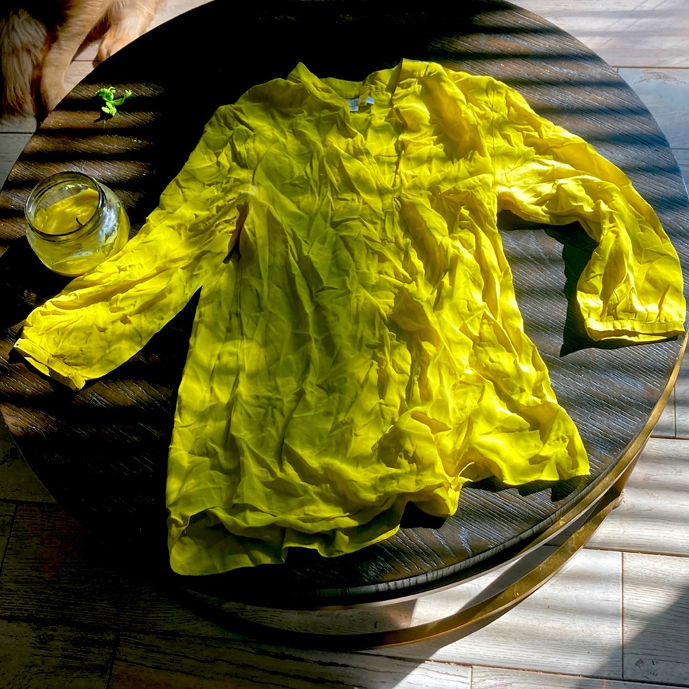 Yellow green silk Amanda UpRichard tunic